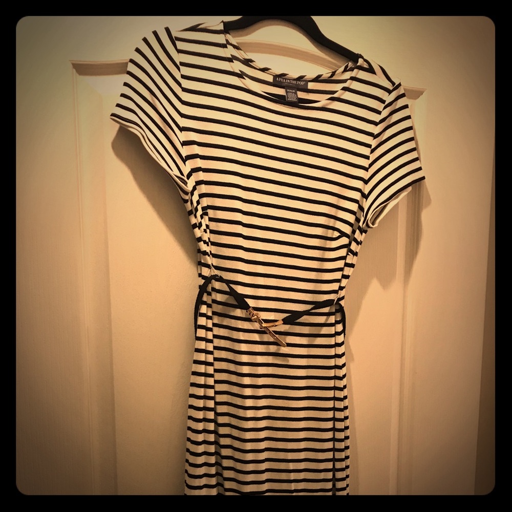 Black and white striped maternity dress
